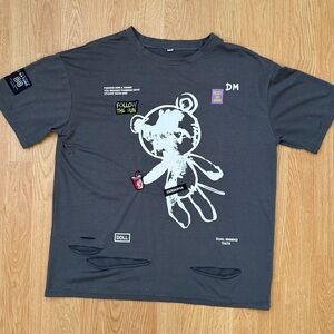 Natural 88 Distressed Graphic Tee Teddy Bear Doll Streetwear